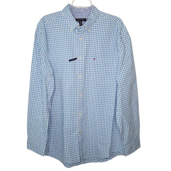 Tommy Hilfiger Men's Classic Fit Stretch Long Sleeve Button Check Shirt New XL - Picture 1 of 6